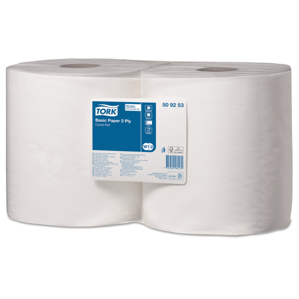 509253 _ВЫВОД_ Протирочная бумага в рулоне 264 м 2 слоя цв.бел совм. с w1/w2 800 л. в рул. (2 в уп.)