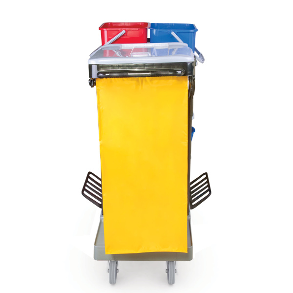 601501 Тележка уборочная brabix, ведра 2х20 л, 2х11 л, механич. отжим, держатель для мешка, мешок