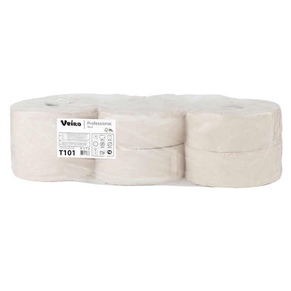 T101 Veiro, Бумага туалетная рулонная 450 м, 1 слой, диаметр втулки 58мм, (6 в упаковке) совместима с т1