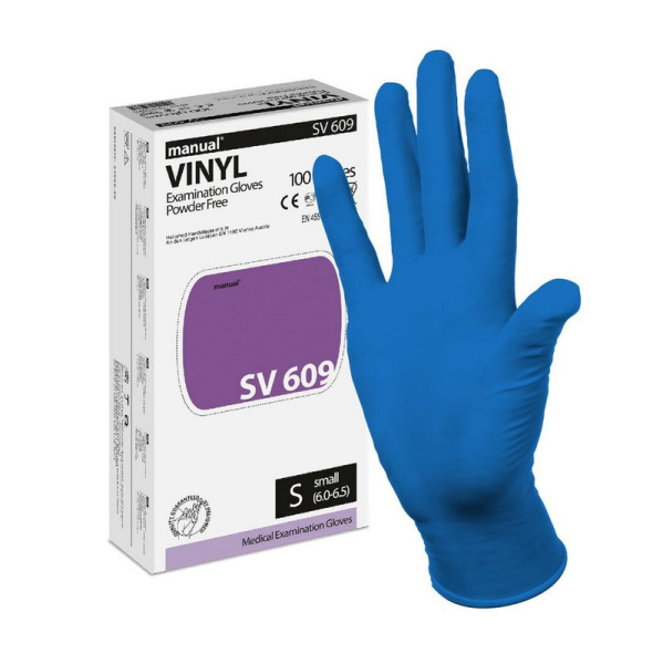 Manual, Перчатки виниловые размер M, 100 штук, в коробке (50пар)