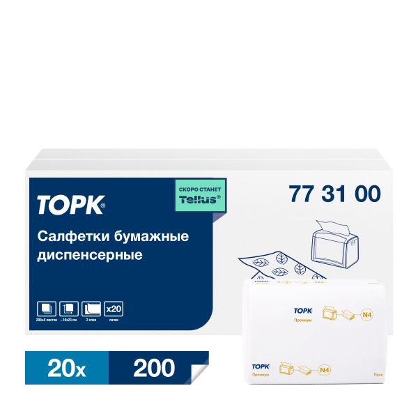773100 Диспенсерные салфетки ТОРК Экспресснап, N4, 2 сл, 20 пач в кор