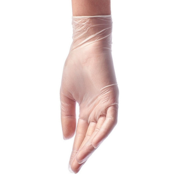 430075о Benovy, Перчатки виниловые неопудренные 100 штук, в коровке (50пар), размер M, цвет прозрачный