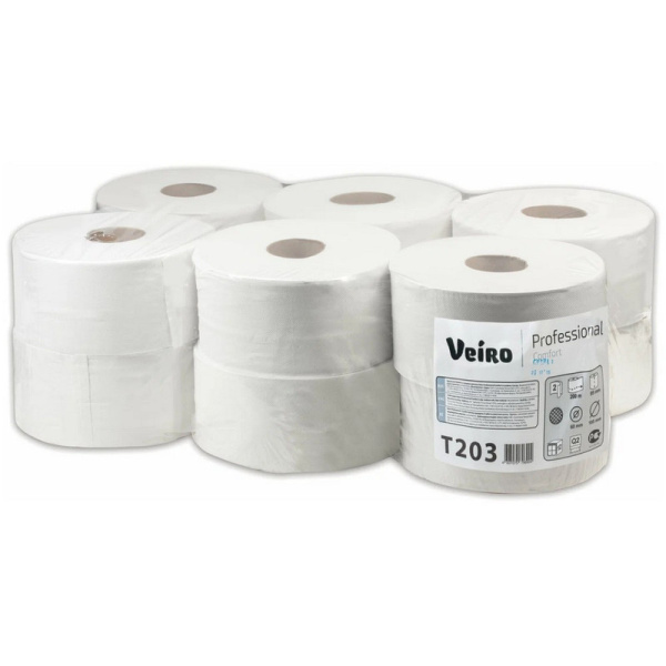 Т203 Veiro, Бумага туалетная рулонная 200 м, 2 слоя, cистема t2 (12 штук в упаковке)