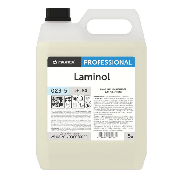 023-5 Pro-Brite, Pro-Brite laminol, Средство для мытья пола щелочной концентрат для ламината 5л,