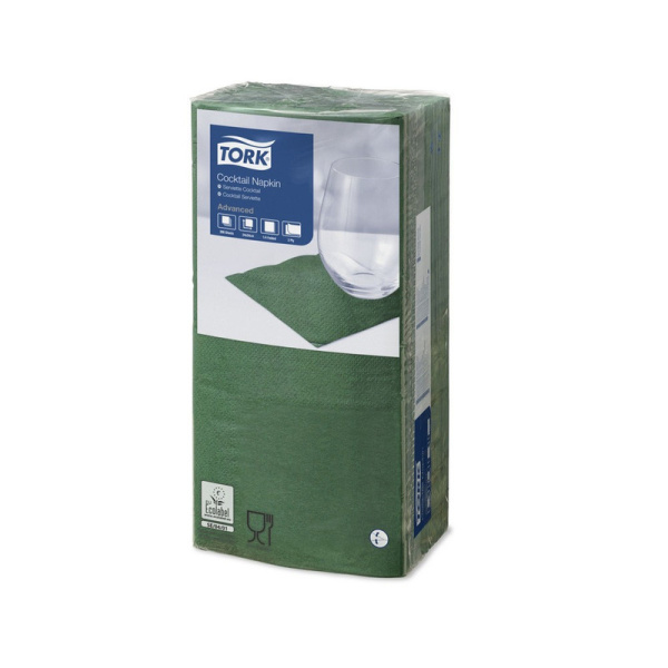 477214, 477827 Торк (Tork), Салфетки для декора стола 2 слоя цвет темно-зеленый 200 л, в пачке (10 в упаковке)
