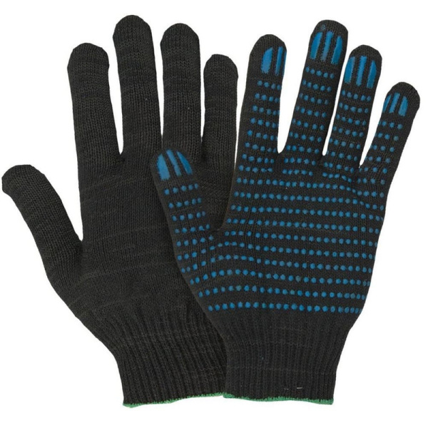 Перчатки Х/Б, утепленные с ПВХ, цвет черный