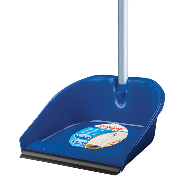 601472 Совок+щетка(комплект) для мусора алюм. ручка 70см резиновая кромка лайма