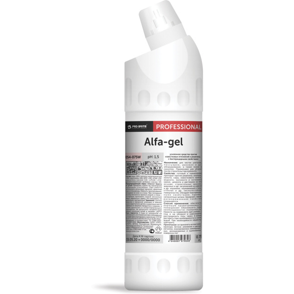 054-075 Pro-Brite, Alfa-gel, Сильнокислотный гель против известковых отложений с бактирицидным эффектом 0,75л
