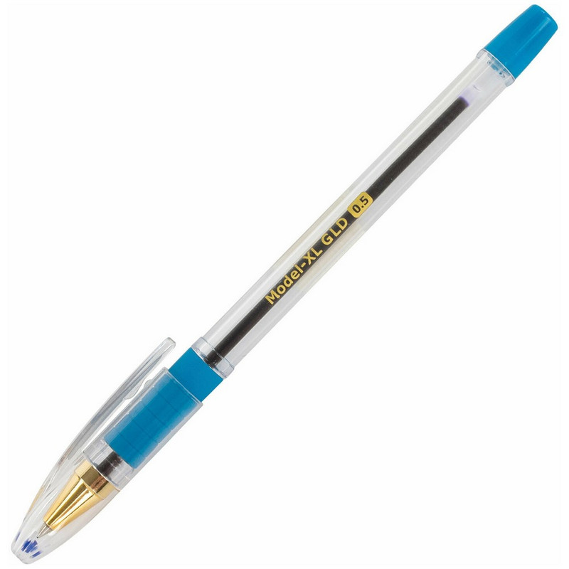 143245 Brauberg, "Model-XL GLD", Ручка шариковая масляная с грипом, синяя, узел 0,5 мм, линия 0,25 мм