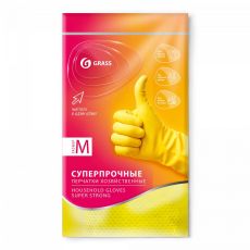 IT-0741 Перчатки хоз. латексные, суперпрочные, желтые, M, Grass (Грасс)