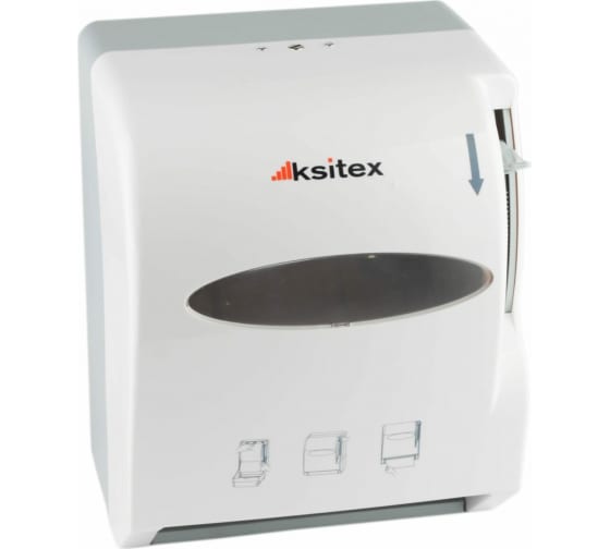 Диспенсер рулонных полотенец Ksitex АС1-13W, пластик белый Диспенсер рулонных полотенец Ksitex АС1-13W, пластик белый
