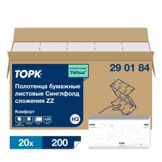 290184 Бумажные полотенца листовые Tellus сложения ZZ, 2сл  (200л. в пачке) Н3 / 20  