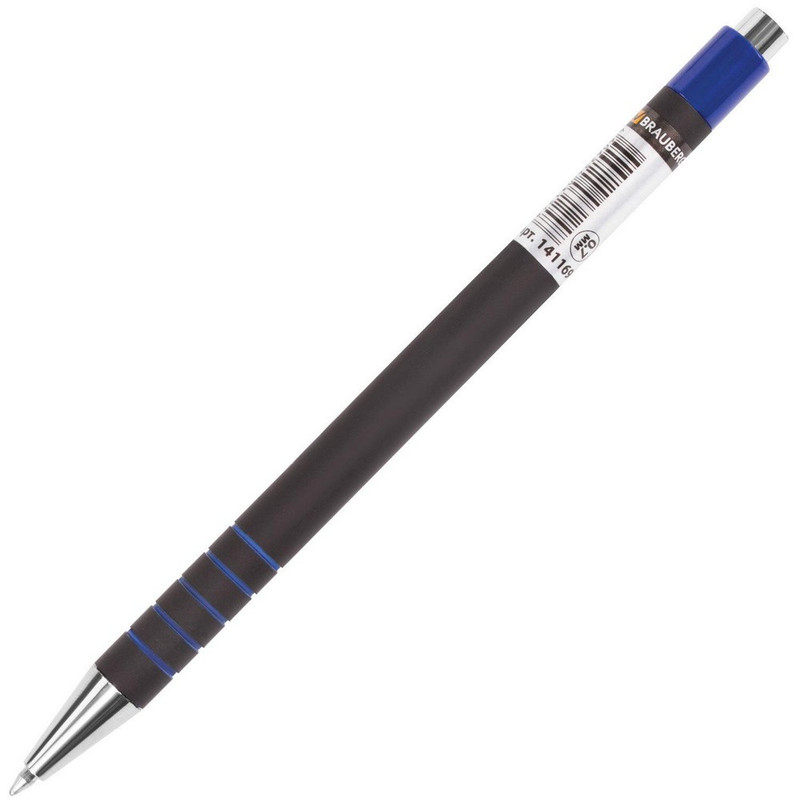 141169 Brauberg, Brauberg capital+, Ручка шариковая автоматическая, синяя, корпус soft-touch, 0,7 мм, линия 0,35мм