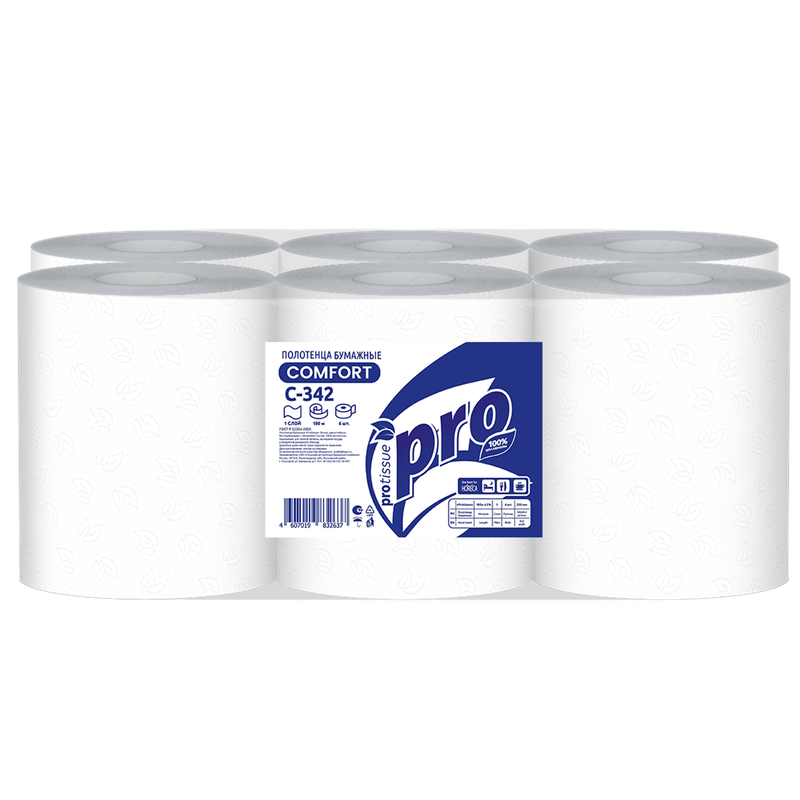 С342 Полотенца бумажные рулонные PROtissue, 1 сл., 180м, H1 (6 рул в кор)