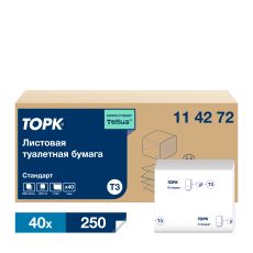 114272 Торк (Tork), Туалетная бумага листовая, 1 слой, система Т3 (40 пачек в упаковке)