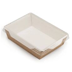 LAM-GEOBOX-400 Geovita, Ланч-бокс (салатник) с прозрачным верхом (128/145х78/95х45мм), крафт картон (100 шт в упаковке), 400 мл