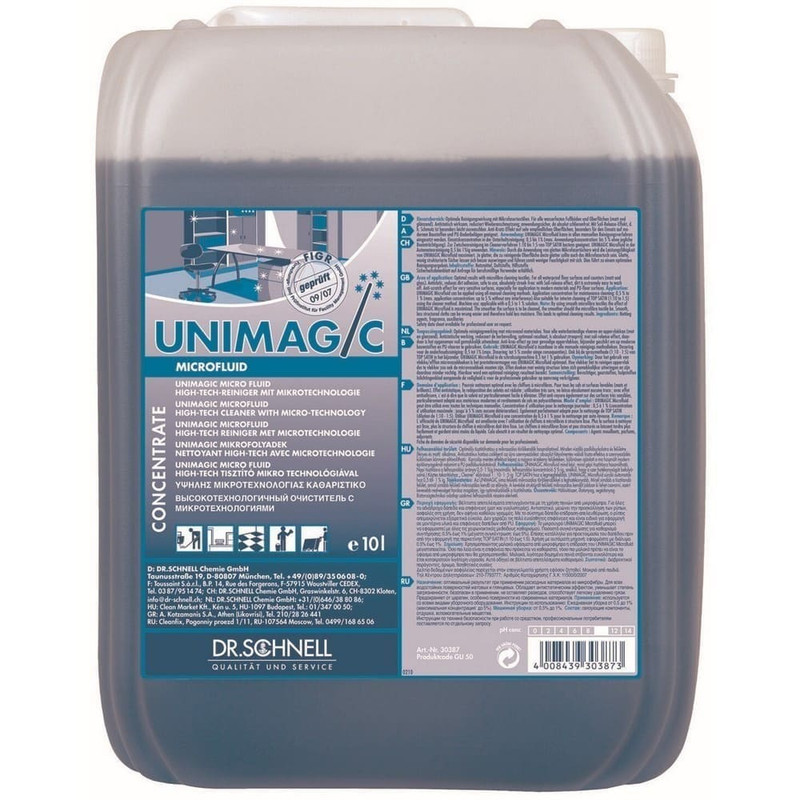 143410 Dr.Shnell, Unimagic, Щелочное средство для мытья твёрдых поверхностей с антистатическим эффектом, 10л,
