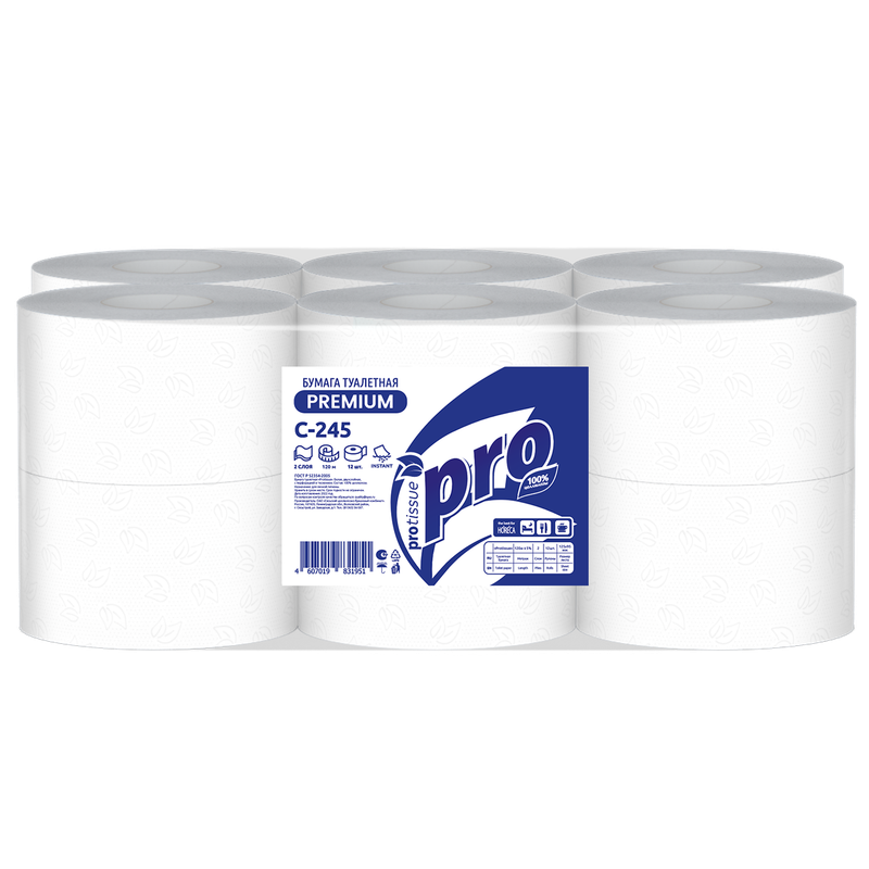 С245 Туалетная бумага в рулоне PROtissue Instant, 2 сл, 120 м, (12 рул в кор) С245 Туалетная бумага в рулоне PROtissue Instant, 2 сл, 120 м, (12 рул в кор)