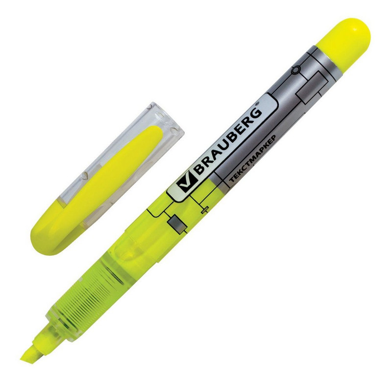 151201 Brauberg, Brauberg "fluo color", Маркер текстовыделитель, цвет желтый