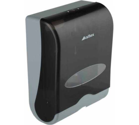 Диспенсер для листовых полотенец Ksitex TН- 603ВW, для V и Z сложения, пластик черный, серый