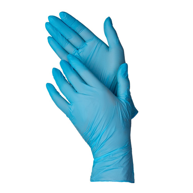 3596 White line, Перчатки нитриловые 50 пар (100штук,) размер S, цвет голубой