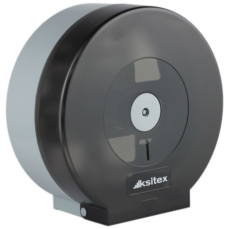 Ksitex TH-507В, Диспенсер для туалетной бумаги в больших рулонах, пластик черный прозрачный, 265x267x120 мм