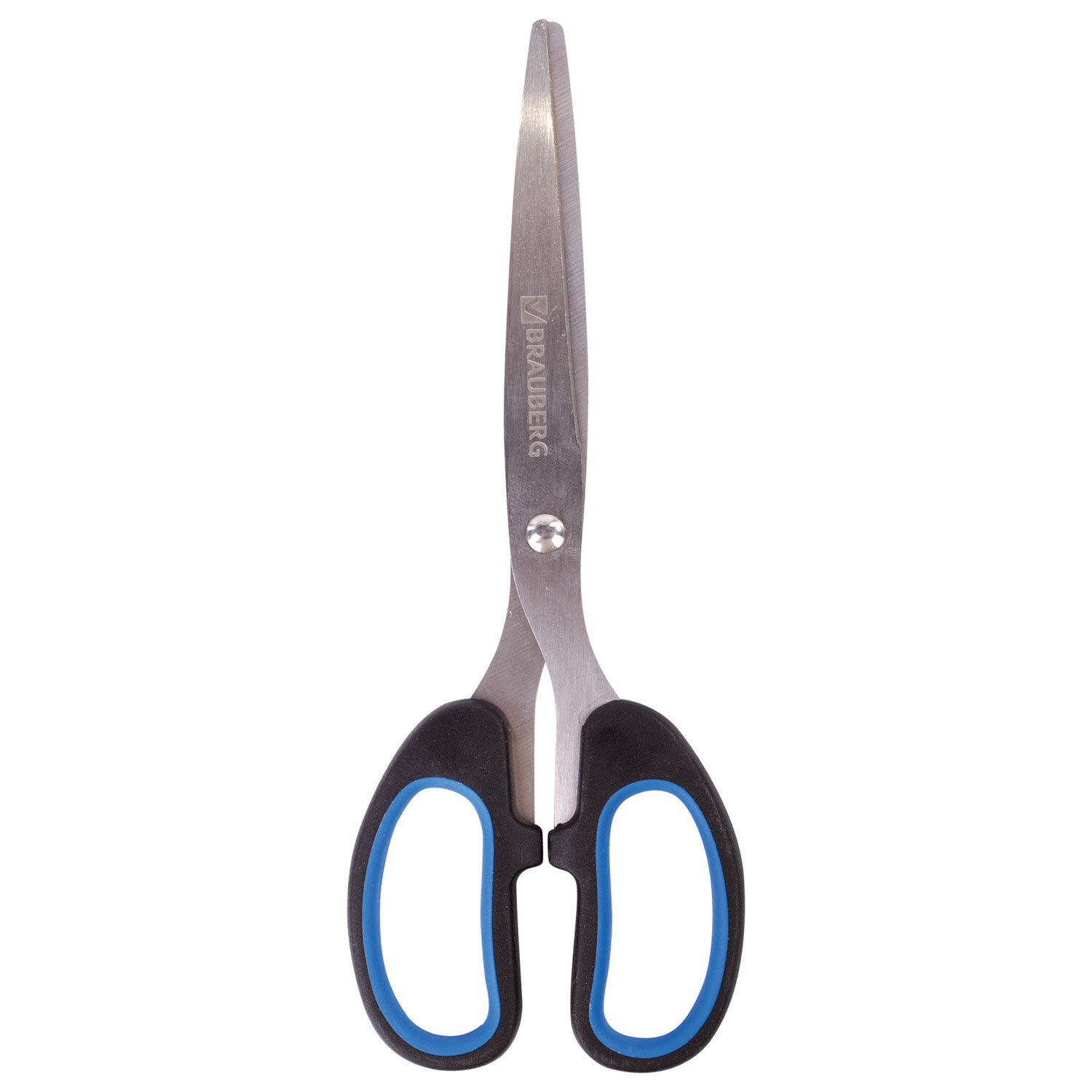 236448 Brauberg, "Classic+", Ножницы 185 мм классической формы, резиновые вставки, цвет черно-синий