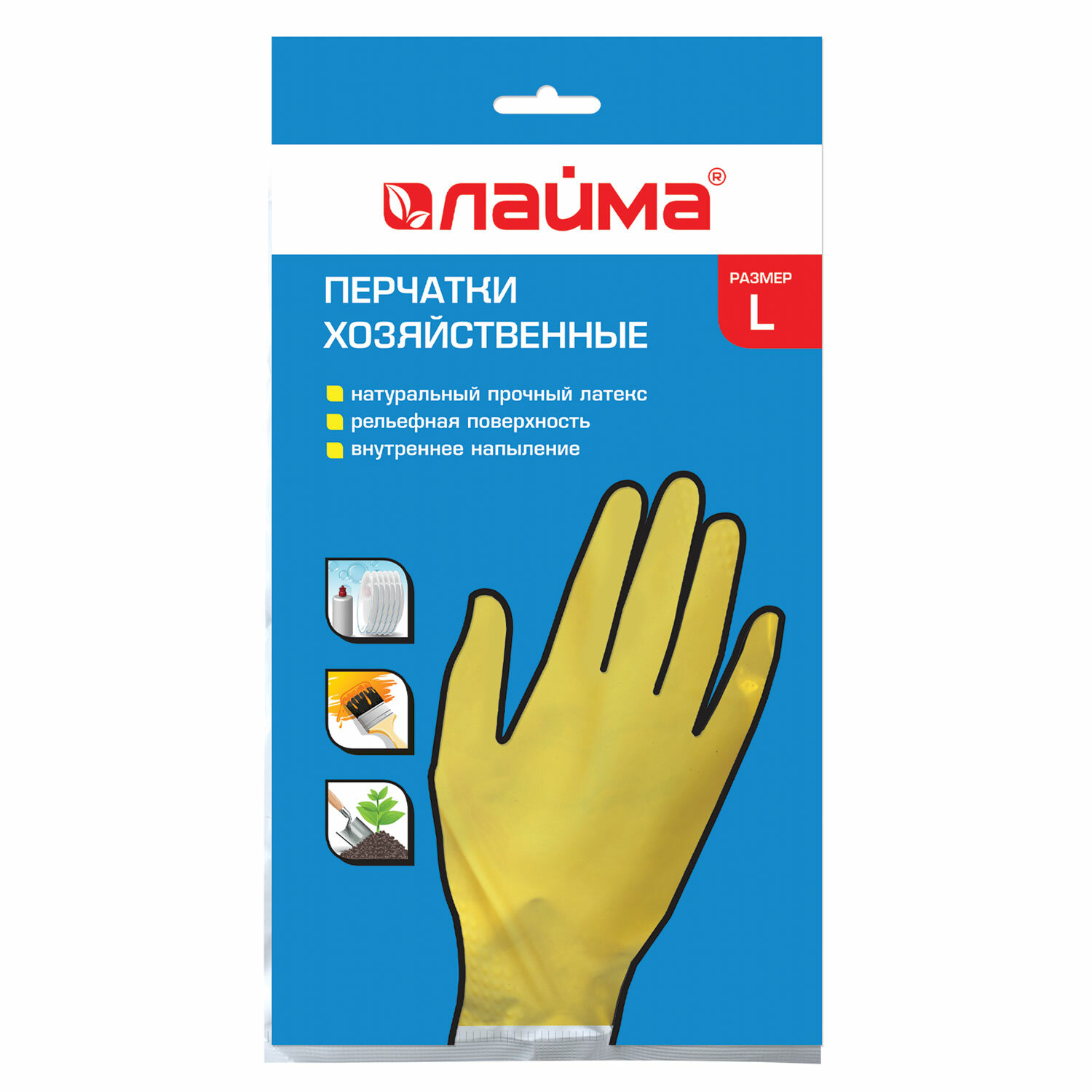 600270 Laima, "Стандарт", Пперчатки хозяйственные, латексные с х/б напылением, размер l