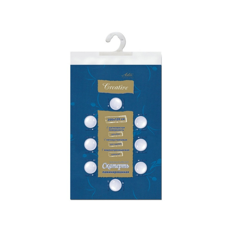 602339 Скатерть бумажная ламинированная ASTER Creative, 120х200, СИНЯЯ, эффект шелка, Бельгия, 79156
