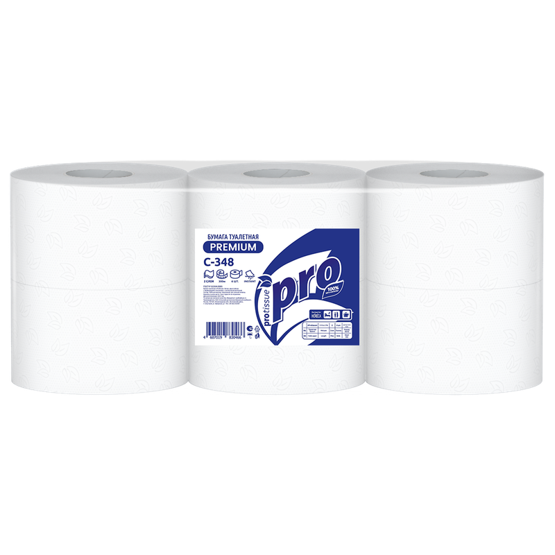 С348 Туалетная бумага PROtissue Instant с ЦВ, 2 сл., 300м, T1 (6 рул в кор)