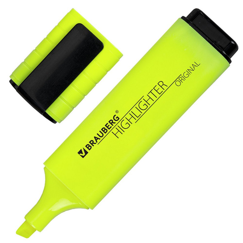152211 Brauberg, "ORIGINAL NEON", Текстовыделитель, желтый, линия письма 1-5 мм