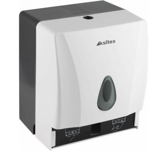 Диспенсер для полотенец Ksitex ТН-8218A , для листовых V сложения и рулонных полотенец, пластик белый 