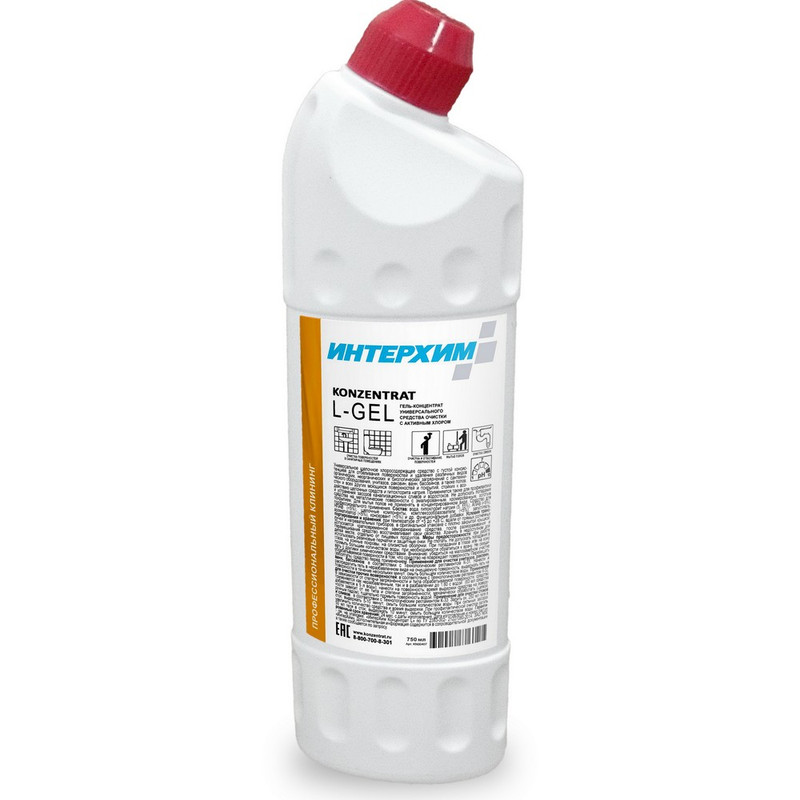 kn00407 Интерхим концентрат l-gel 0,75 л. ср-во для уборки санитарных зон, с автивным хлором /20