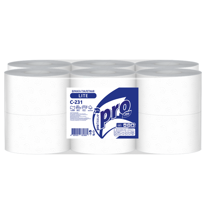 С231 Туалетная бум. в рул. PROtissue Instant, 200м, 1сл, T2 /12 