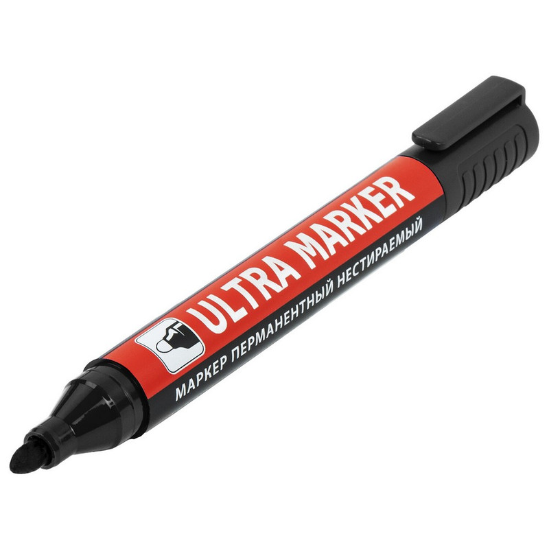 152204  Brauberg, Ultra marker, Маркер перманентный , черный, линии письма - 3,5 мм, с клипом