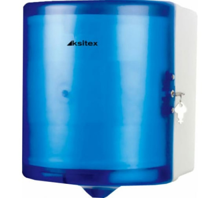 Ksitex AC1-16A, Диспенсер для рулонных полотенец, белый/синий, глянцевый, с центральной вытяжкой