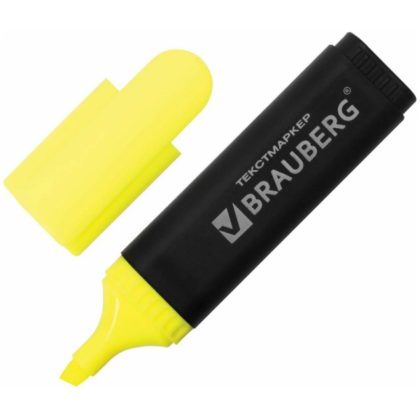 150389 Brauberg, "Contract", Текстовыделитель, желтый, линия 1-5 мм