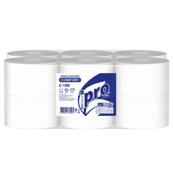 С190 Туалетная бумага PROtissue, 1 сл., 200м, вт. 60мм, T2 (12 рул в кор)