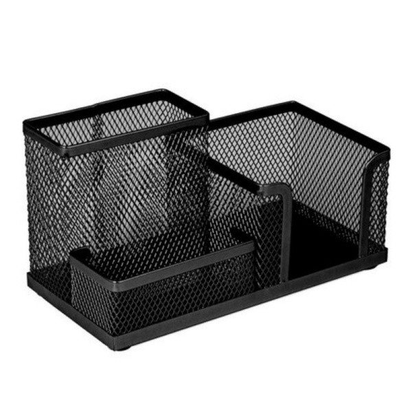 231986 Brauberg, "Germanium", Подставка-органайзер, металлическая, 3 секции, 102х186х95 мм, черная