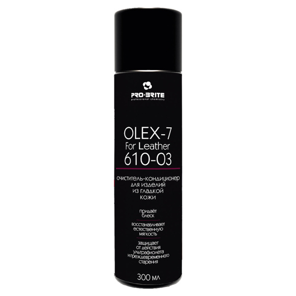 610-03 Pro-Brite, Pro-Brite olex-7 for leather, Пена-полироль для ухода за гладкой искуственной и натуральной кожей 0,3л,