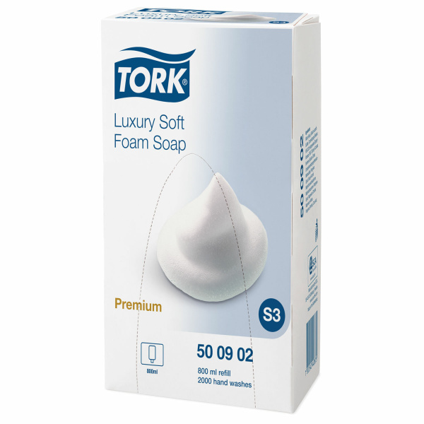 500902 Торк (Tork), Жидкое мыло-пена бесцветная, система s3 (4 штук в упаковке) 800 мл