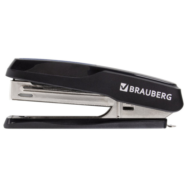 229080 Brauberg, "Extra", Степлер №10, до 20 листов, антистеплер, черно-серый цвет