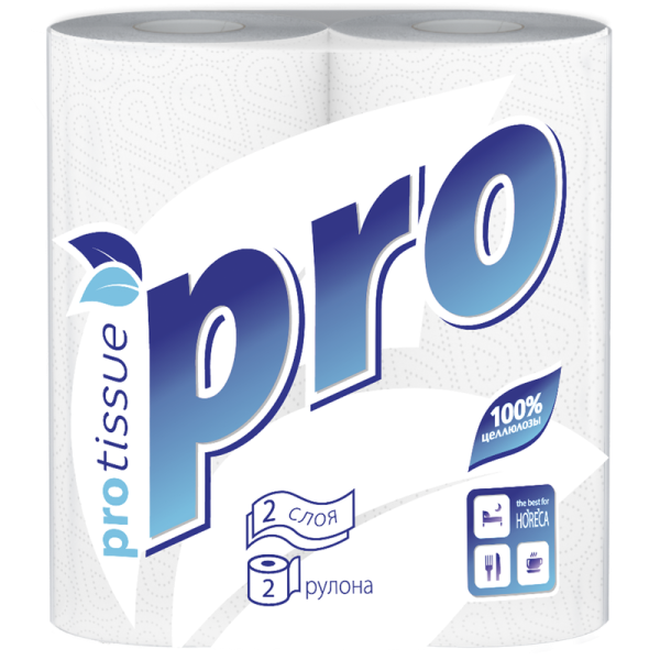С162 Полотенца бумажные рулонные PROtissue, 2 сл, 25х23, 15 м, вт. 45мм, (2 рул в упак / 24 упак в кор)