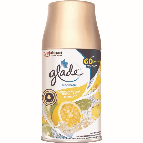 Glade, Сицилийский лимонад и мята, Освежитель воздуха для диспенсеров, 300 мл