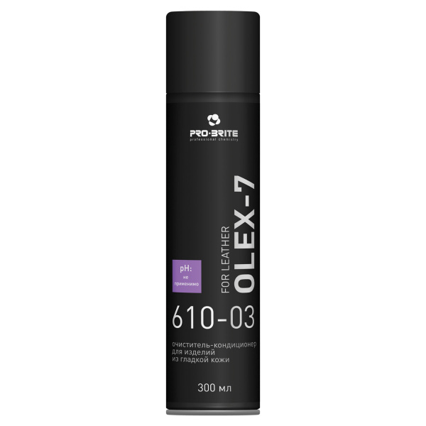610-03 Pro-Brite, Pro-Brite olex-7 for leather, Пена-полироль для ухода за гладкой искуственной и натуральной кожей 0,3л,