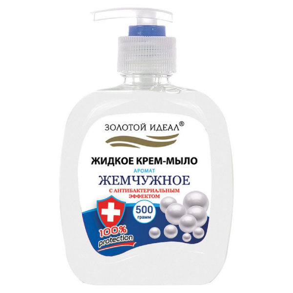 606414 Мыло жидкое(дозатор) 500 мл ЗОЛОТОЙ ИДЕАЛ "Жемчужное", с антибактериальным эффектом /12