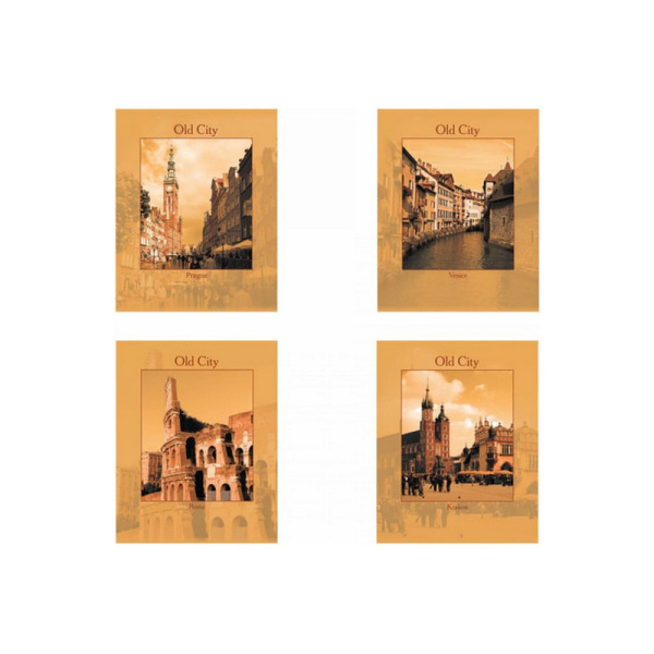 402467 Тетрадь А5, 96 л., STAFF клетка, офсет №2 ЭКОНОМ, обложка картон, "ГОРОДА" / 16 