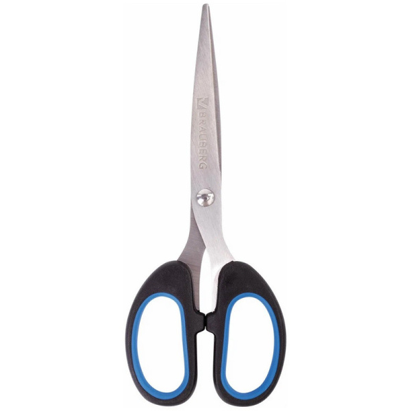 236447 Brauberg, "Classic+", Ножницы 160 мм, черно-синие, классической формы, резиновые вставки
