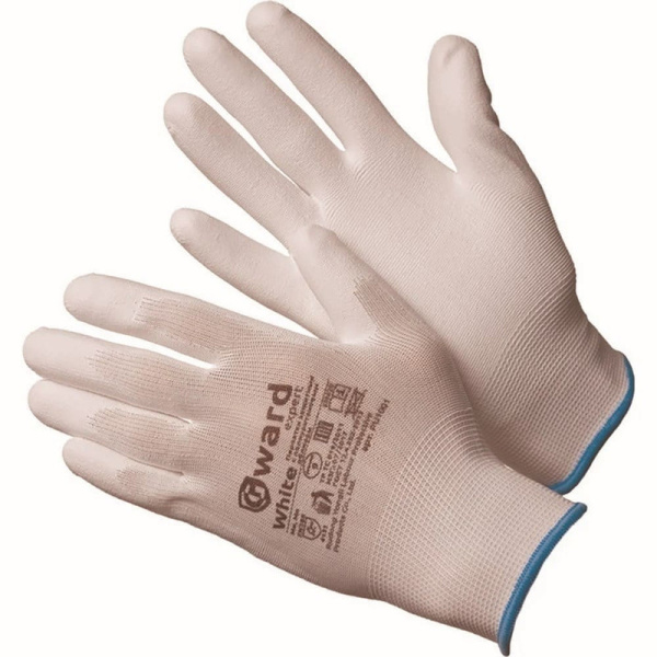 Перчатки нейлоновые с ПУ покрытием, размер XL(10), цвет белый