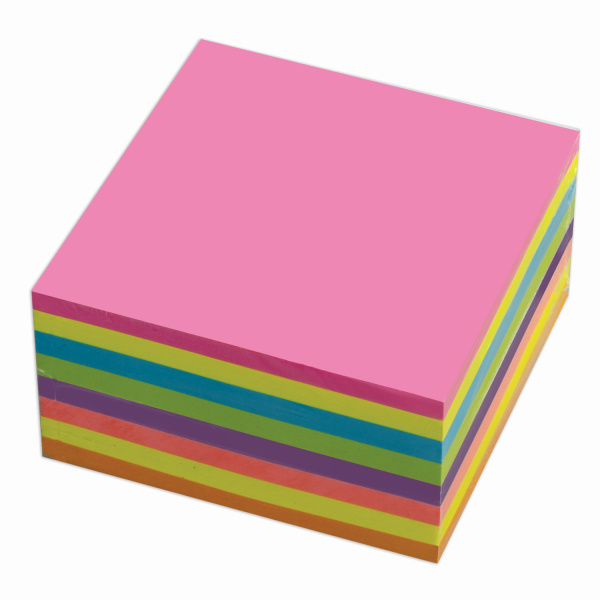 126686 Brauberg, Блок самоклеющийся (стикеры), 8 цветов (неоновые), 76х76мм, 400листов